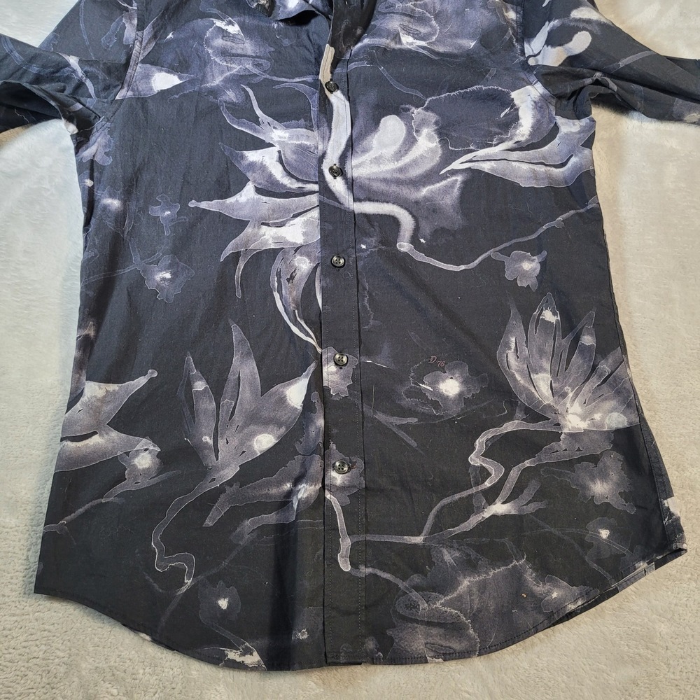 Diesel Shirt Mens Size Medium Black Floral Graphic Button-Down Abstract Design - Picture 13 of 15